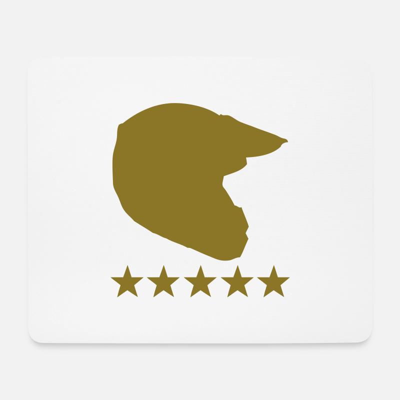 motocross helm 5 star - Mousepad (Querformat) - Weiß