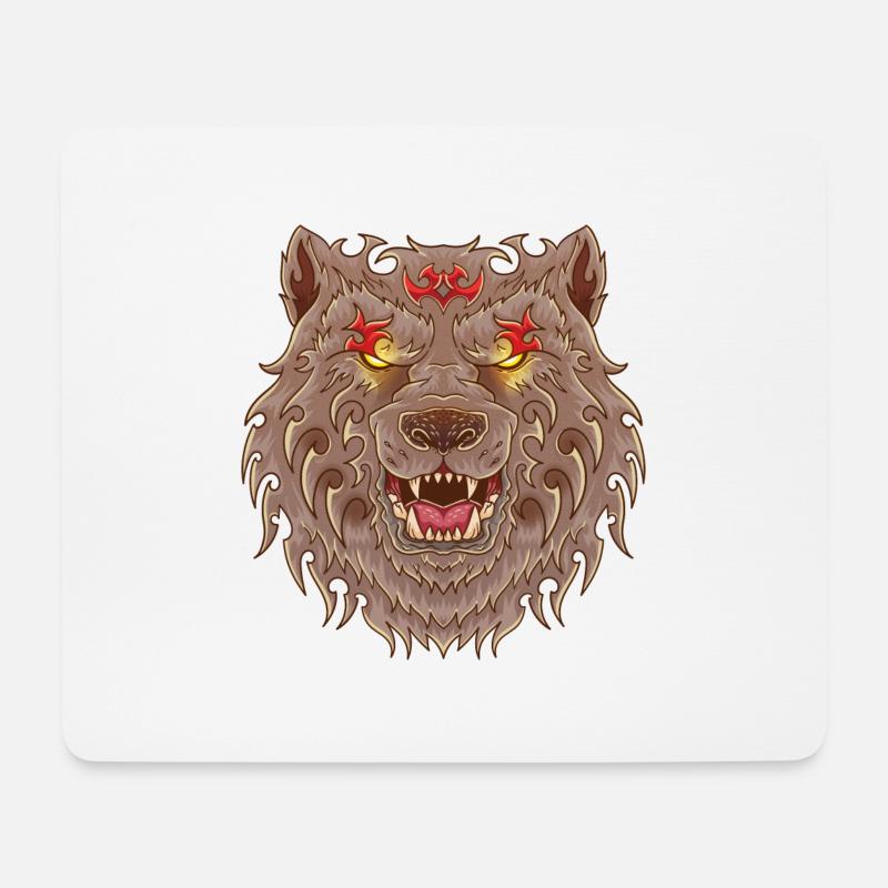 WOLF TATOO - Mouse Pad (horizontal) - white