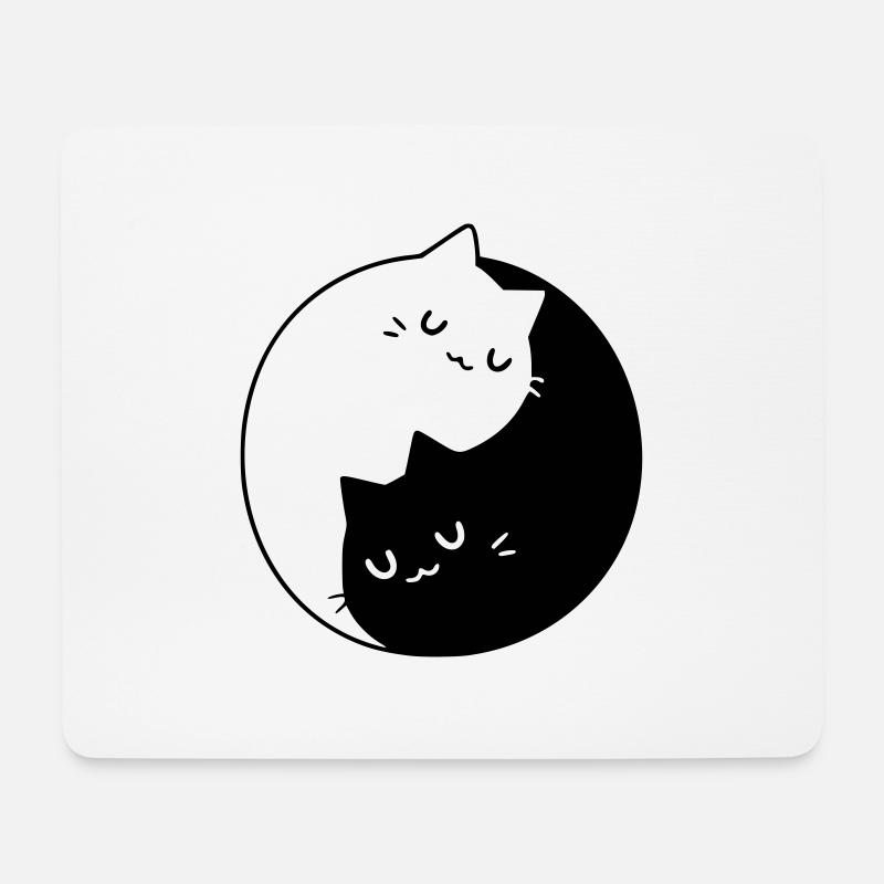 Katzen Yin Yang Symbol Katze - Mousepad (Querformat) - Weiß