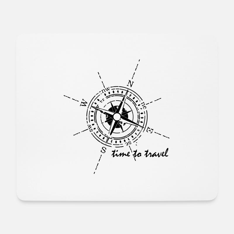 Kompass time to travel schwarz - Mousepad (Querformat) - Weiß