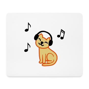 cat loves music, Katze liebt Musik - Mousepad (Querformat) - Weiß - Vorne
