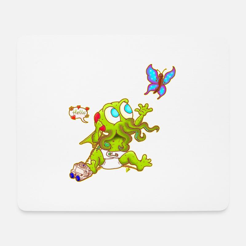 Der Anruf von nettem Hulhu ohne Text - Mousepad (Querformat) - Weiß