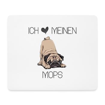 ich liebe meinen Mops - Mousepad (Querformat) - Weiß - Vorne
