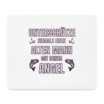 Angler - Unterschätze niemals alten Mann mit Angel - Mousepad (Querformat) - Weiß - Vorne