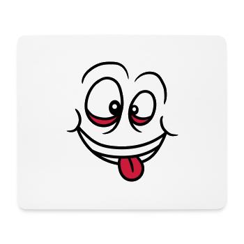 visage fou yeux bouche langue drôle grimas - Tapis de souris (format paysage) - blanc - Devant