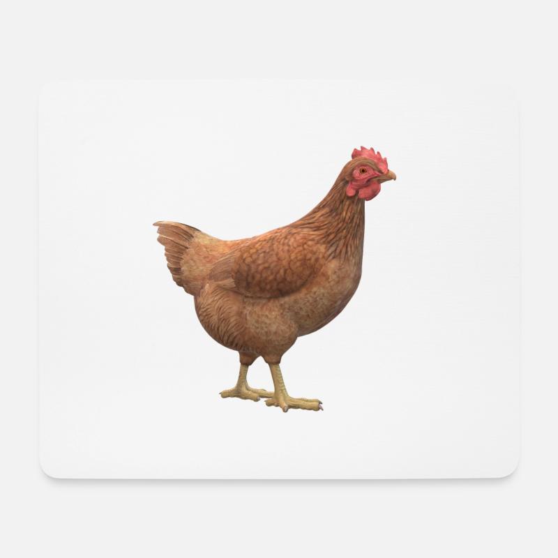3D Huhn - Mousepad (Querformat) - Weiß