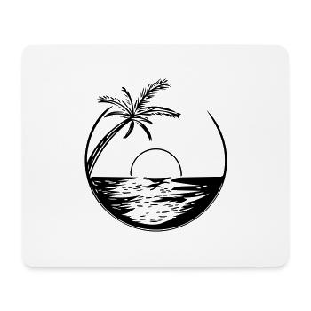 Sunset with palm tree - Vector Style - Mouse Pad (horizontal) - white - Front