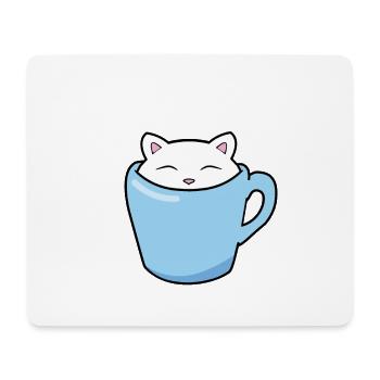 Cute kitten sitting in a blue cup of coffee - Mouse Pad (horizontal) - white - Front