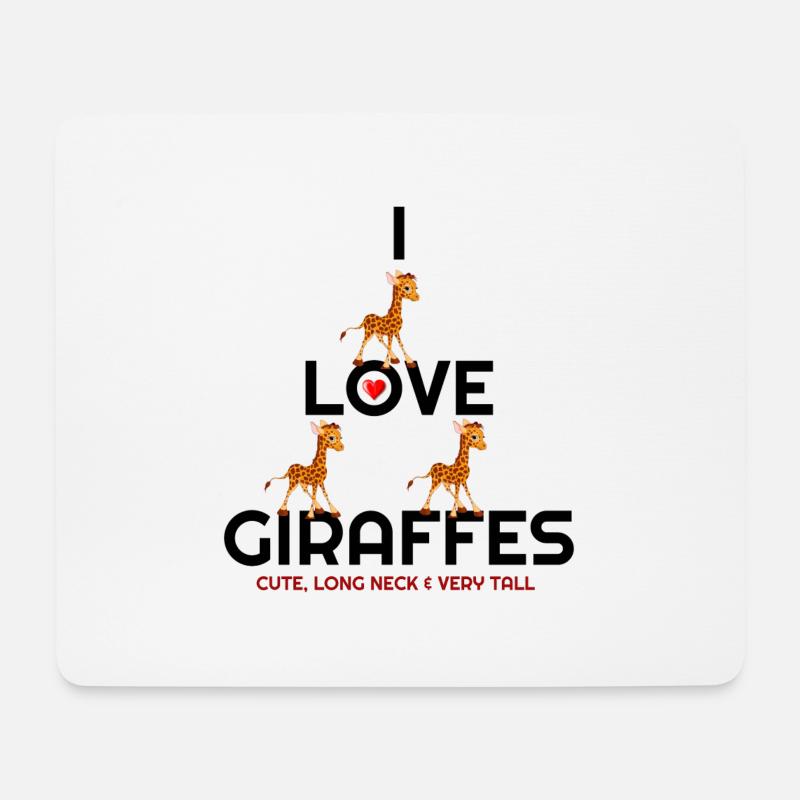 Ich liebe Giraffen, Giraffen, Giraffen-Liebhaber, Giraffe - Mousepad (Querformat) - Weiß