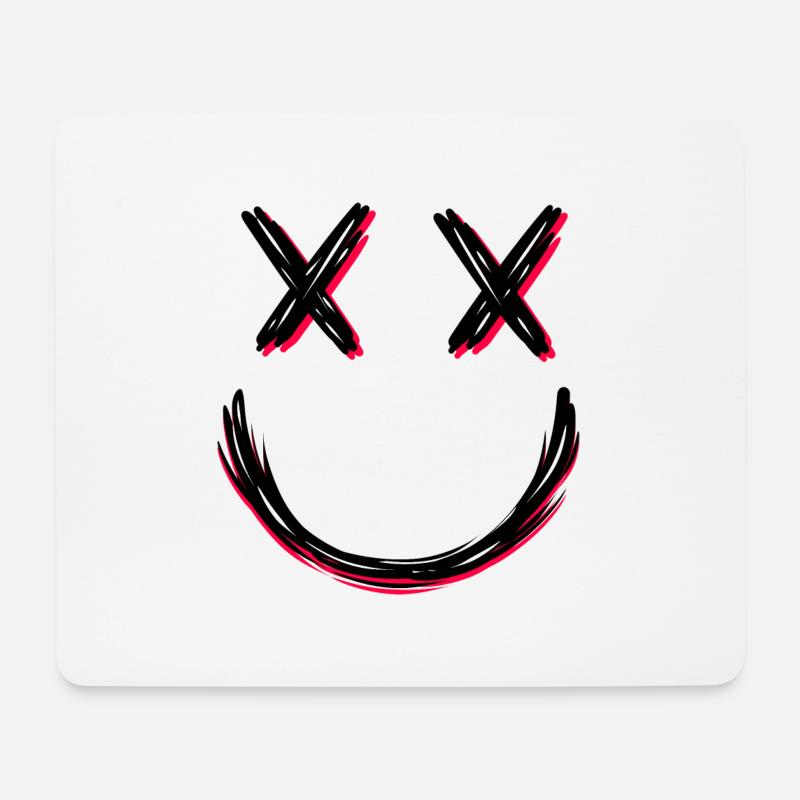 Gesicht mit X Augen - Mousepad (Querformat) - Weiß