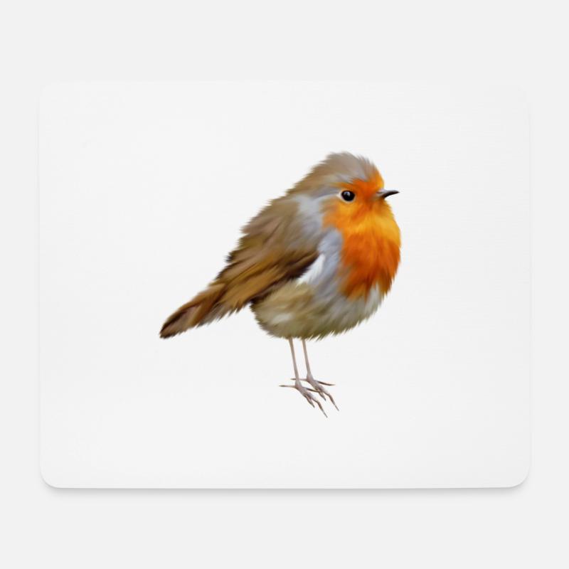 Rotkehlchen Robin - Mousepad (Querformat) - Weiß