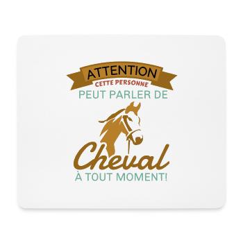 Attention Cheval Cadeau - Tapis de souris (format paysage) - blanc - Devant
