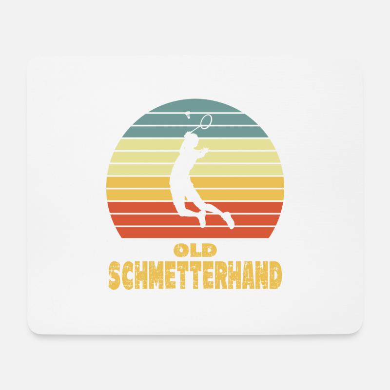 Old Schmetterhand Badminton - Mousepad (Querformat) - Weiß