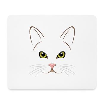 Portrait d’un chat aux yeux verts - Tapis de souris (format paysage) - blanc - Devant