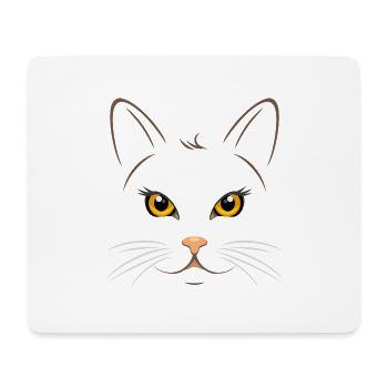 Portrait d’un chat aux yeux jaunes - Tapis de souris (format paysage) - blanc - Devant