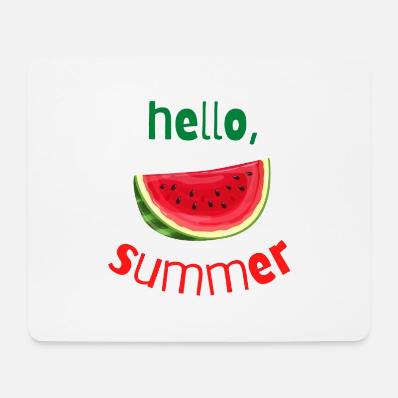 Hello Summer mit Wassermelonengrün und Rot - Mousepad (Querformat) - Weiß