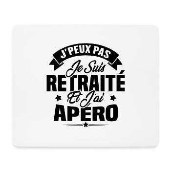 Cadeau J'peux pas je suis retraité et j'ai apéro - Tapis de souris (format paysage) - blanc - Devant