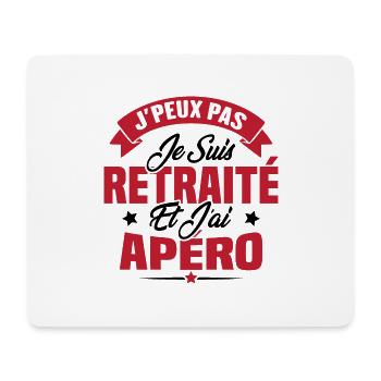 Cadeau J'peux pas je suis retraité et j'ai apéro - Tapis de souris (format paysage) - blanc - Devant