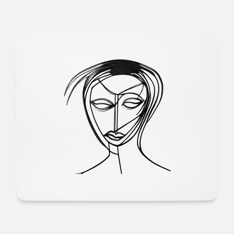 Damen Kopf gezeichnet - Mousepad (Querformat) - Weiß