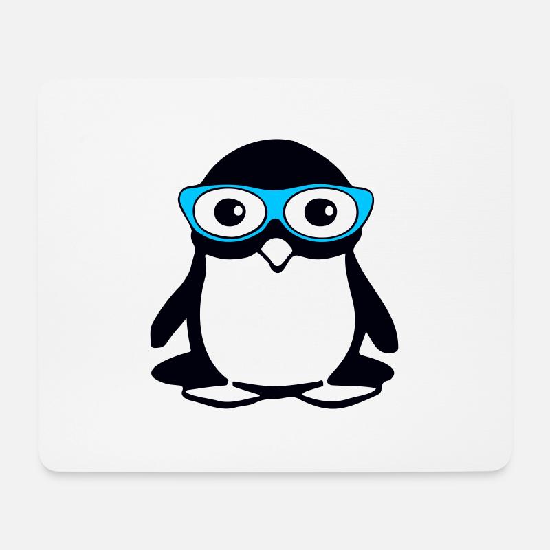 Süßer Pinguin mit Brille, Vektor-Illustration - Mousepad (Querformat) - Weiß