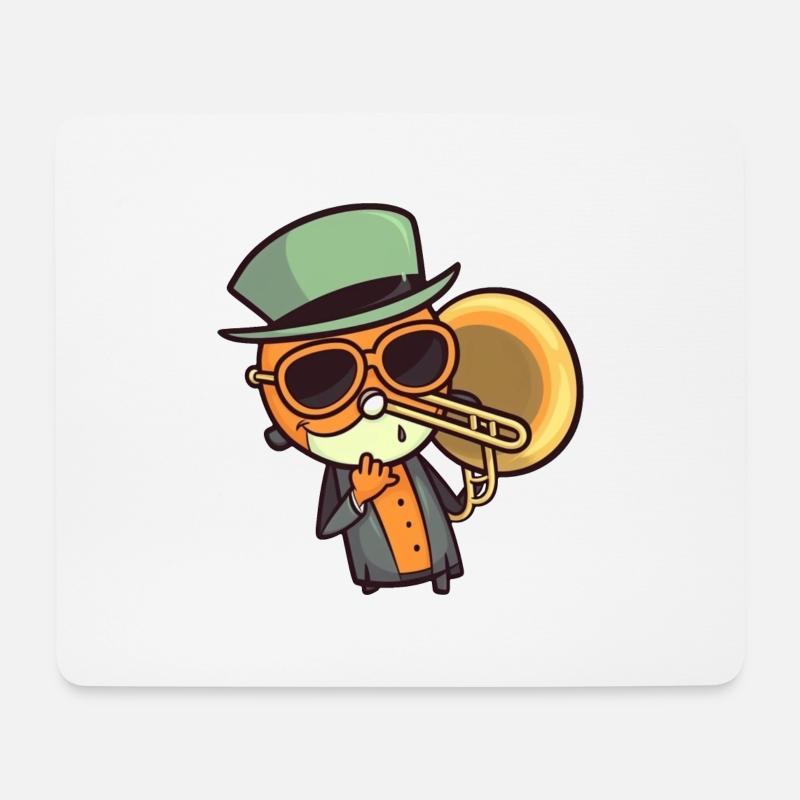 Trombone in comic style - Mouse Pad (horizontal) - white