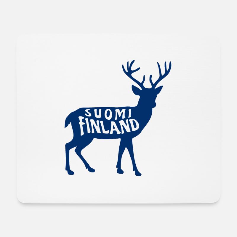 Suomi Finlande Cerf - Tapis de souris (format paysage) - blanc