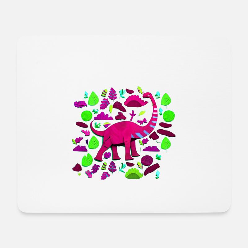 Pinker Brontosaurus im Wald - Mousepad (Querformat) - Weiß