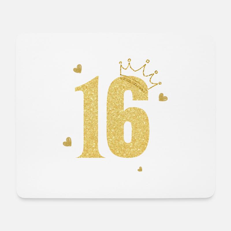 Goldene Krone zum 16-jährigen Jubiläum - Mousepad (Querformat) - Weiß