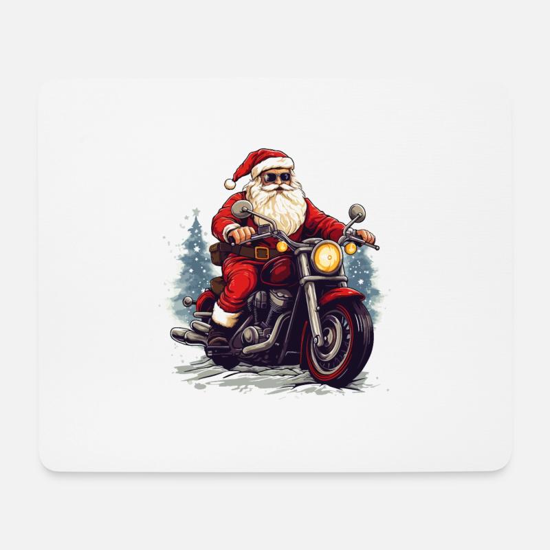 Weihnachtsmann Motorrad Sonnenbrille Weihnachten - Mousepad (Querformat) - Weiß
