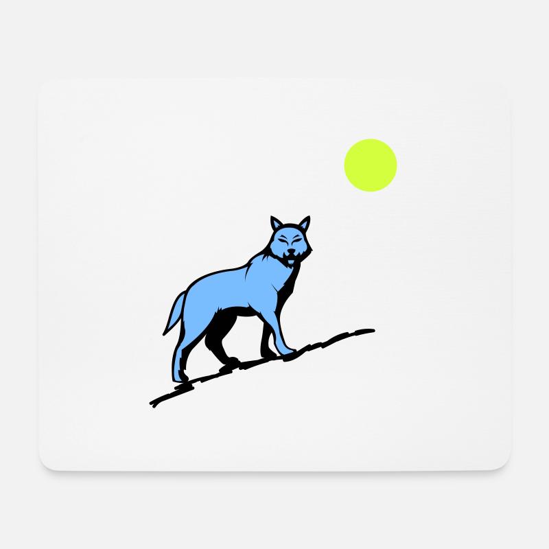 wolf mond - Mousepad (Querformat) - Weiß