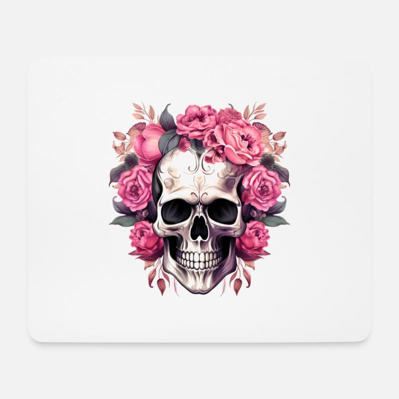 Pink Vintage Gothic Flower Skeleton - Mouse Pad (horizontal) - white