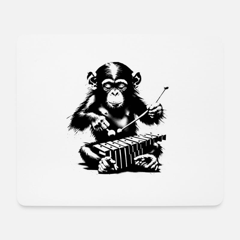 Süßer kleiner Affe | Orchester im Banksy Style - Mousepad (Querformat) - Weiß