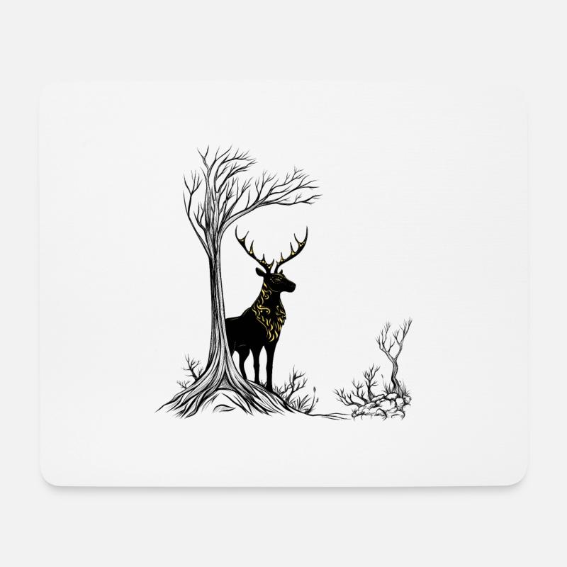 magischer Hirsch - Mousepad (Querformat) - Weiß