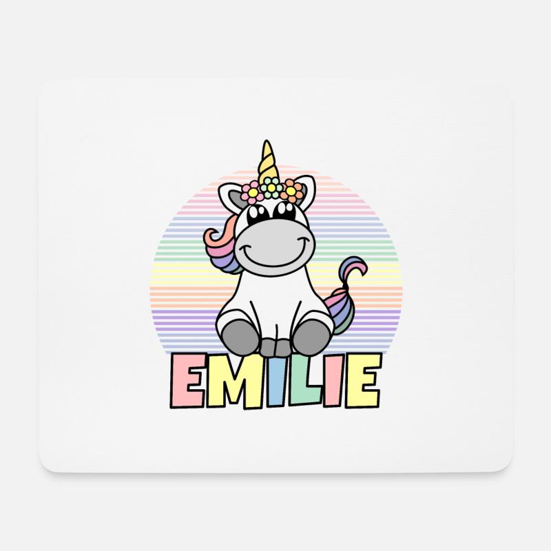 Emilie Einhorn Name - Mousepad (Querformat) - Weiß