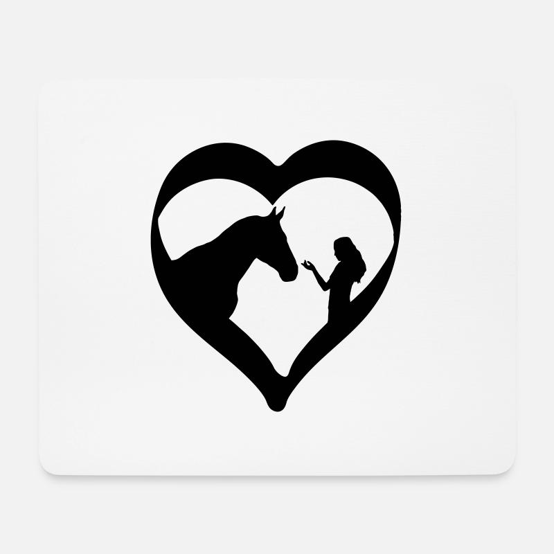 Pferdemädchen Silhouette im Herz - Mousepad (Querformat) - Weiß
