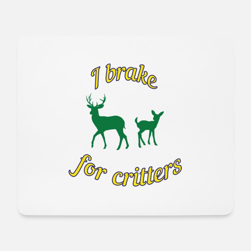 Ich bremse für die Tiere - Mousepad (Querformat) - Weiß