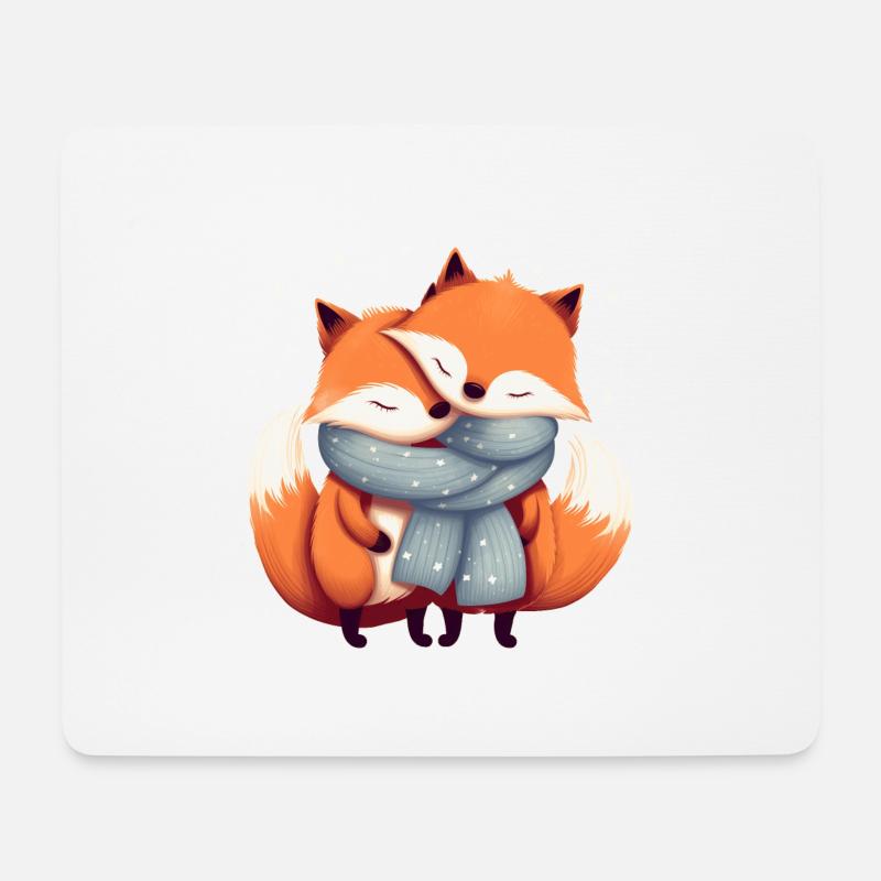 Fuchs Paar - Mousepad (Querformat) - Weiß