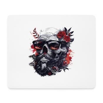 Skull Hipster Me Lunettes de soleil et roses - Tapis de souris (format paysage) - blanc - Devant