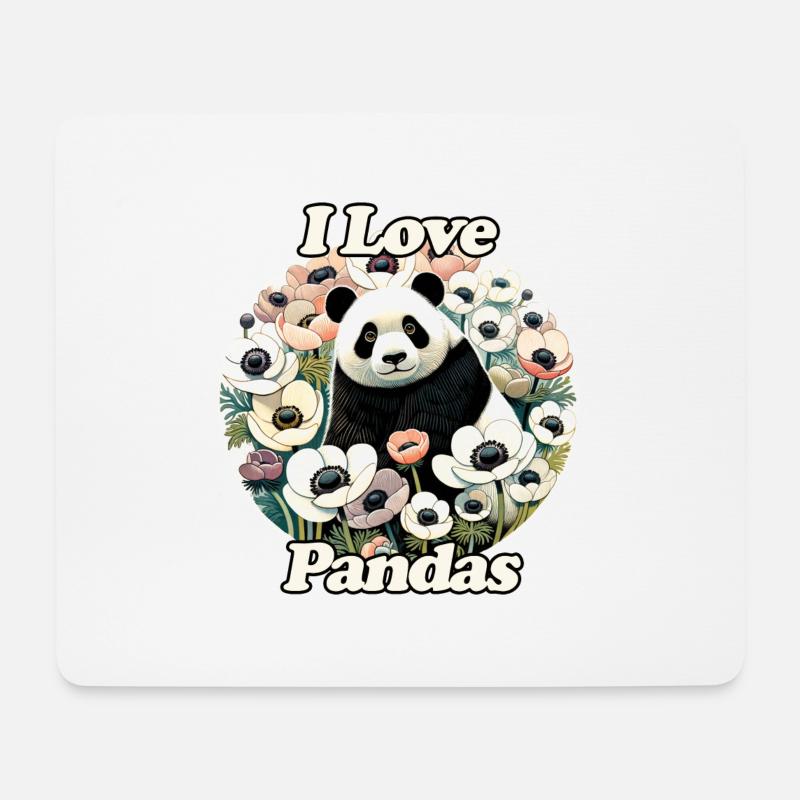 Ich liebe Pandas - Mousepad (Querformat) - Weiß