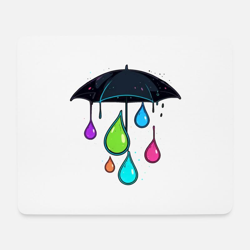 Bunter Regenschirm - Mousepad (Querformat) - Weiß