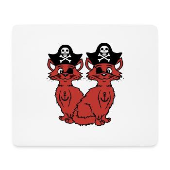 2 Pirate Cats Sabre Buccaneer Eye Patch Team - Mouse Pad (horizontal) - white - Front