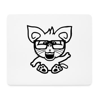 Nerd Cat Horn-Rimmed Glasses Geek Waving Clever Kitten - Mouse Pad (horizontal) - white - Front