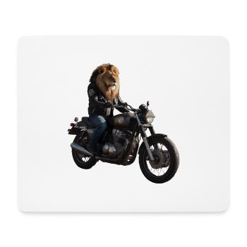 Lion motard - Tapis de souris (format paysage) - blanc - Devant