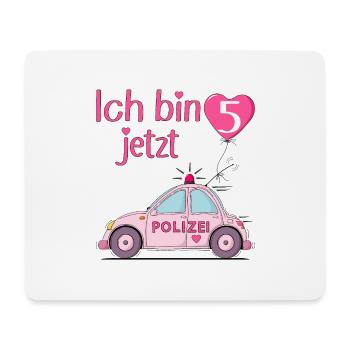 Polizeiauto Ich bin jetzt 5 Geburtstag Rosa - Mousepad (Querformat) - Weiß - Vorne