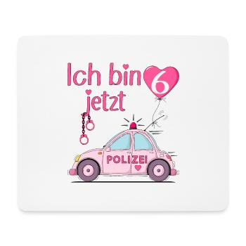 Polizeiauto Ich bin jetzt 6 Geburtstag Rosa - Mousepad (Querformat) - Weiß - Vorne