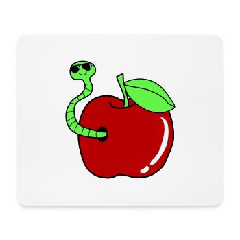 wurm apfel sonnenbrille - Mousepad (Querformat) - Weiß - Vorne