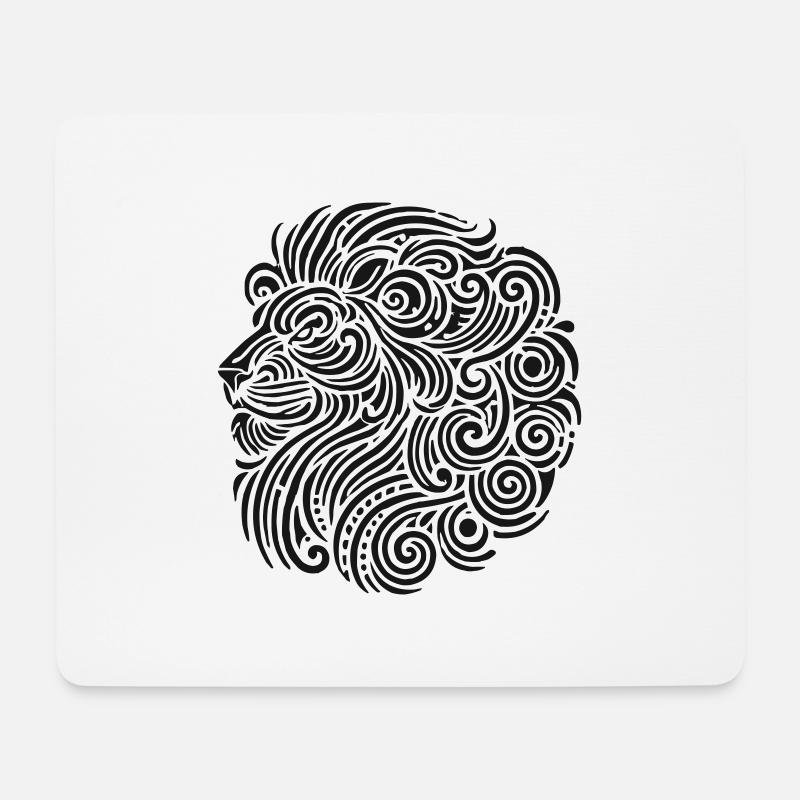 Löwe Tribal - Mousepad (Querformat) - Weiß