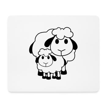 Famille Mouton 2 Papa Maman Mère Enfant Amour Bébé - Tapis de souris (format paysage) - blanc - Devant