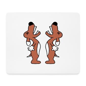 2 Hunde bellen Böse Heulen Brüllen nach oben Team - Mousepad (Querformat) - Weiß - Vorne