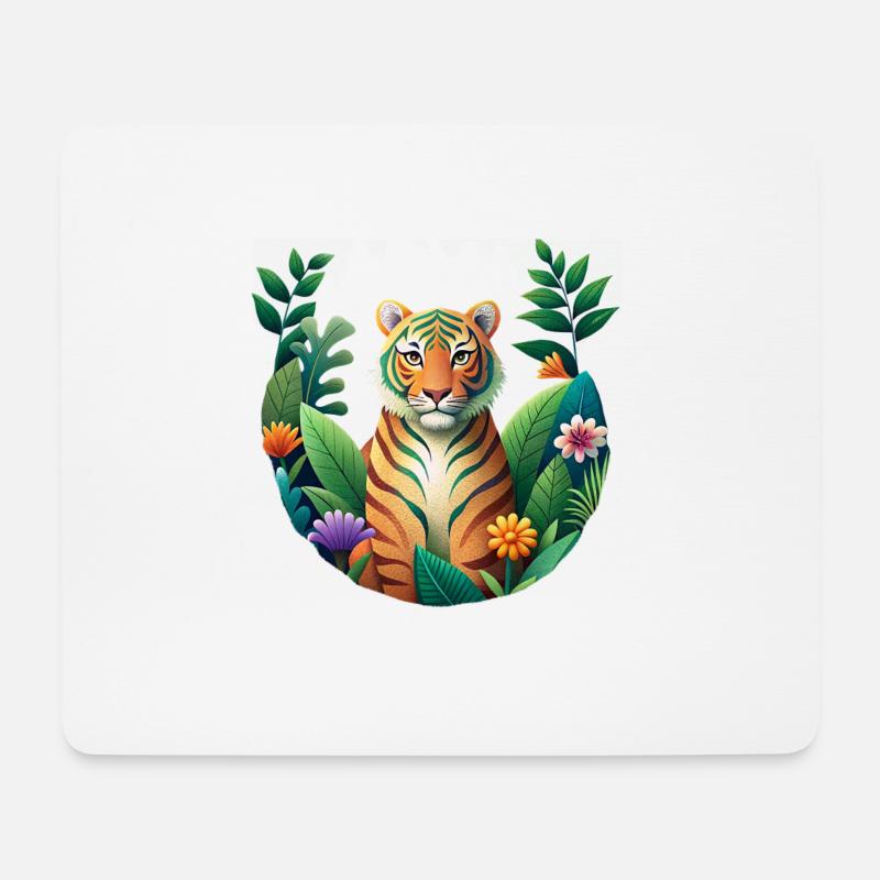 Tiger-Print mit Grain-Effekt - Mousepad (Querformat) - Weiß